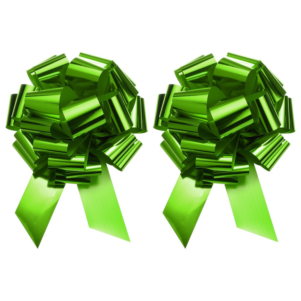 2pcs 18 Inch Extra Giant Large Pull Bow Christmas Metallic Ribbon Lawn Green