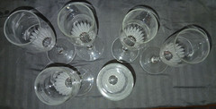 Champagne Flutes / Crystal & Frosted Cut / Set or 6