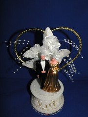 New 50th Wedding Anniversary Couple Caketopper with Bride & Groom in Gold #29
