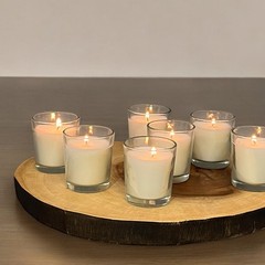 Stonebriar 48 Pack Unscented Long Burning Clear Glass Ivory Wax Filled Votive