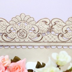 Table Runner Mat Tablecloth Tassel Flower Embroidery Beige Rose 40x150cm