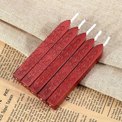 5 Metallic Red Sealing Wax Sticks with Wicks for Elegant Invitations & Gifts