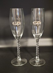 Bride and Groom Wedding Claddagh Champagne Flutes Robert Emmet Co Twisted Stem