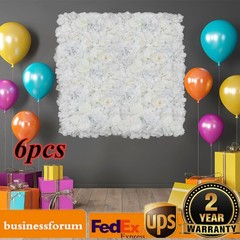 6Pcs Artificial Flower Wall Panels Floral Silk Rose Wall Wedding Backdrop Decor