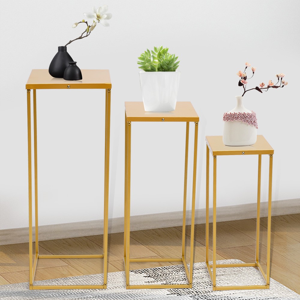 3PCS Golden Metal Stand Wedding Decoration Road Lead Flower Centerpieces Column