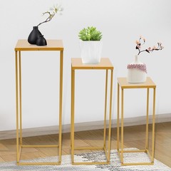 3PCS Golden Metal Stand Wedding Decoration Road Lead Flower Centerpieces Column.