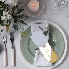 20 PCS Mirror Gold Acrylic Place Cards Ribbon Wedding Name Tags Table Decor