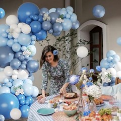 Dusty Balloon Arch Kit,145pcs Denim Light and White Balloons Garland Kits Blue
