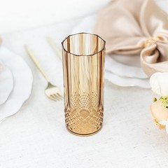 6 Amber Gold 14 oz Crystal Plastic Drinking Glasses Party Events Tableware