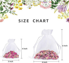 100PCS White Organza Gift Bags – 4X6 Inch, Sheer Organza Wedding Favor Bags with
