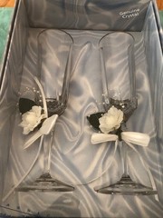 NEW Vintage Bride Groom Toast crystal glasses w Box – Treasure Masters – Wedding