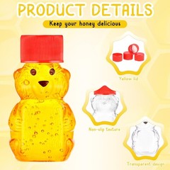 Patelai 96 Pcs 2 oz Plastic Honey Bear Bottle Shape Clear Red