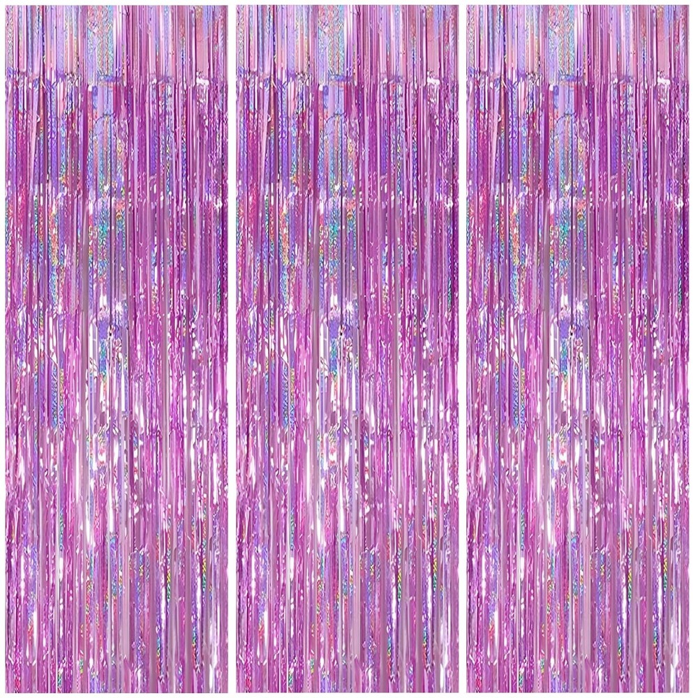 3 Pack Foil Curtain Backdrop 3.3×6.6 ft Tinsel Fringe Curtains for Parties Me…