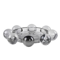 Crystal Bubble Candle Dish, Round Pillar Candle Holder Plate Stand for Gray
