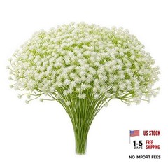 60 Pcs Bulk Long Stem Artificial Baby’s Breath, White Faux Gypsophila Flowers
