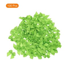 100Pcs Mini Ribbon Bow 1″ Mini Fabric Satin Ribbon Flower Bows, Fruit Green