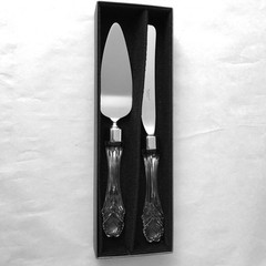 Waterford Wedding Cake Knife and Server Set Crystal Handles Serrated Knife