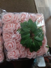 25 Pink Stemmed Foam Roses Artificial 3″ Flowers Party Wedding «Free Shipping»