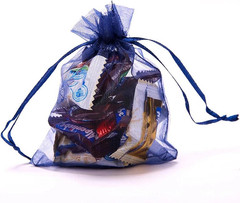 4×6 Inch Organza Gift Bags with Drawstring for Jewelry,Candy,Set of 100 Navy Blu