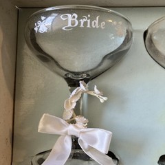 Vintage Wedding Bride Groom Toast Goblets Set Box Treasure Masters 1973 USA Made