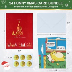 FLYAB Funny Christmas Cards Boxed – 24 Assorted Christmas Cards with Envelope…