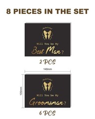 Set of 8 Groomsmen Cards, 6 Pieces Will You Be My Groomsman and 2 Pieces Will…