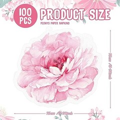 100 Pcs Floral Paper Napkins Flower Shape Cocktail Napkins Spring Peony
