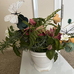 🌸MIXED‑MEDIA SPRING FLORAL DISPLAY • PAPER BLOOMS • FERN GREENERY • BUTTERFLY