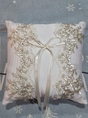 Wedding His/Her Ring Pillow Beaded & Embroidered Beautiful