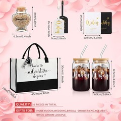 16Pcs Hubby Wifey Wedding Gift Set Honeymoon Travel Tote Tags Dice Glass Jars
