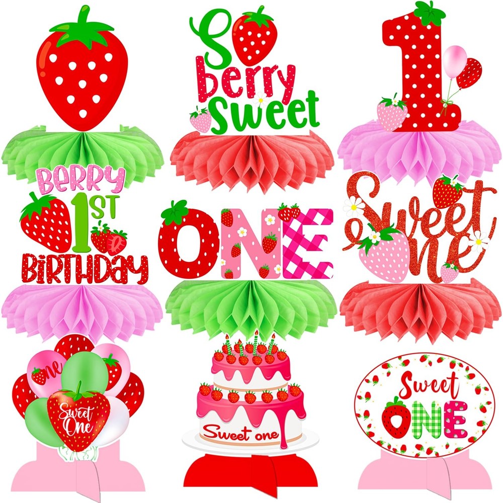 Berry Sweet One Honeycomb Centerpieces First Birthday Table Multicolor