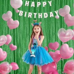 2×8FT-2PCS Grass Green Sequin Backdrop Curtains Panels, Photography Backdro