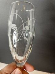 Cala Lily Champagne Wedding Toasting Flutes Bride Groom Etch Set Of 2