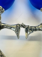 King Arthur & Guinnevere Wedding Pewter /Colbalt Blue Toasting Glasses (set) 2