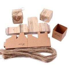 Vintage Kraft Candy Favor Boxes with Burlap Twine 50PCS Love Heart Imitation