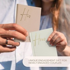 Elegant Linen Wedding Vow Books His and Hers with Gold Foil Lettering Ample