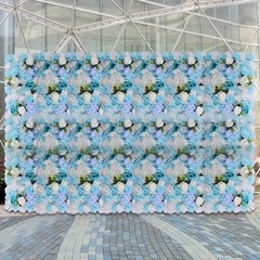 6x Blue+White Artificial Flower Wall Panel Floral Backdrop Girl Room Home New