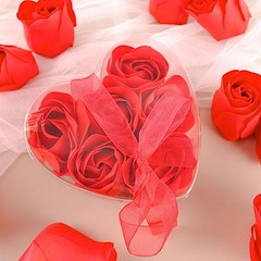 24 Red HEART ROSE PETALS SOAPS Gift Boxes Wedding Party FAVORS Supply