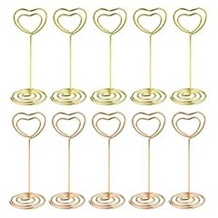 10 Pcs Heart Shaped Table Number Stand and Place Card Holder – Mini Wire Picture
