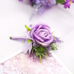 Lavender Purple Wedding Bouquet for Bride Bridesmaids and Matching Boutonnier…