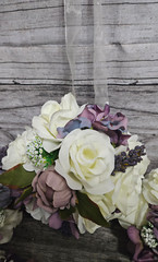 5 Wedding Table Centerpieces, Floral Reception Centerpiece,Vintage Style, Purple