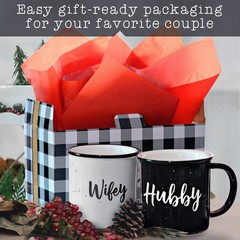 MAINEVENT Wifey Hubby Mugs Set of 2 Coffee Mug 11 Ounce, Husband Wife Gift, H…