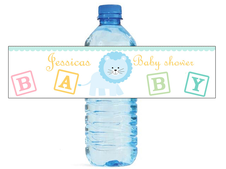 100 Baby Boy Lion Baby Shower Birthday Water Bottle Labels Special Occasion