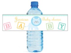 100 Baby Boy Lion Baby Shower Birthday Water Bottle Labels Special Occasion