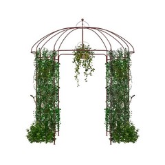 7×8.4 FT Metal Garden Arbor Pergola with Trellis Birdcage Shape
