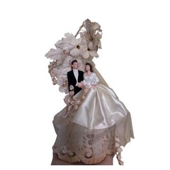 Vintage 1950s Wedding Cake Topper Bride Groom Dated 1/5/1952 Mid Century Decor