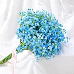 24 Pcs Fake Baby Breath Artificial Flowers 20.5 Inch Real Touch Gypsophila Blue