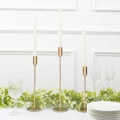 Balsa Circle 3 Gold Metal Candlesticks Stands Taper Candle Holders 13″,