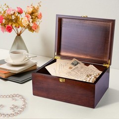 Larger Wooden Memory Wedding Keepsake Boxes With Hinged Lids – Decorative Sto…