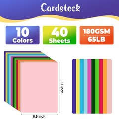 CreGear 40 Sheets Colored Cardstock Printer Paper 8.5 x 40 Sheets, [MULTI]